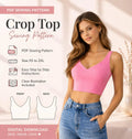 Crop Top Sewing Pattern, V-Neck Bralette, Summer Top PDF (XS-2XL)